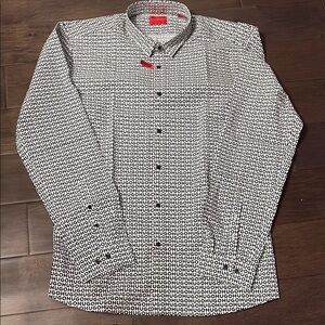 Hugo Boss men’s  Black and White Men's dress extra slim Shirt size XXL